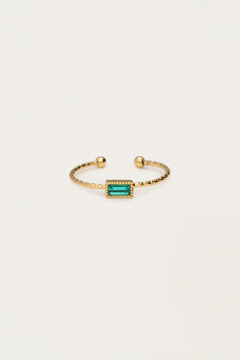 Minimalist ring with square blue rhinestone | My Jewellery