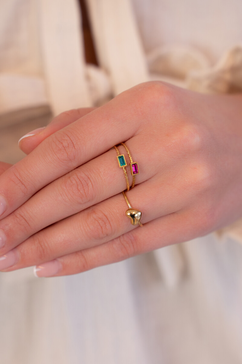 Minimalist ring with square blue rhinestone | My Jewellery