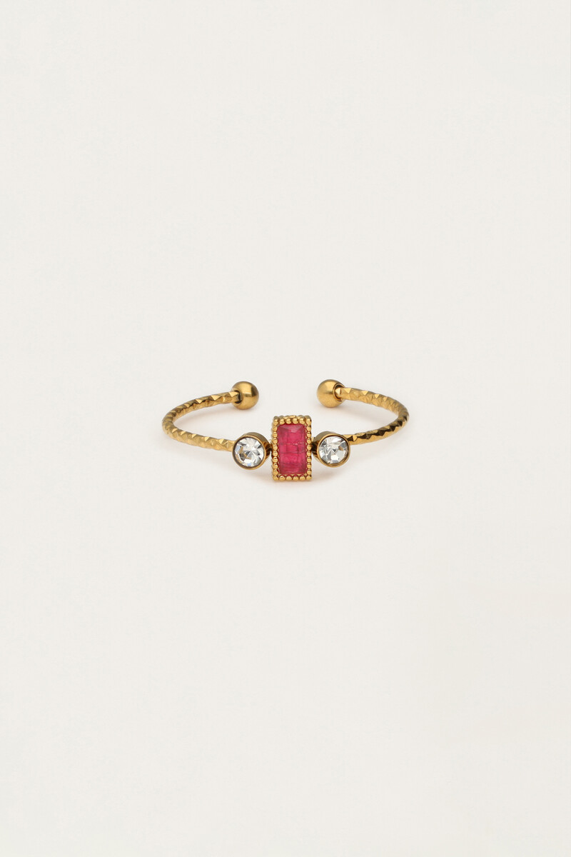 Minimalist ring with square red rhinestone | My Jewellery
