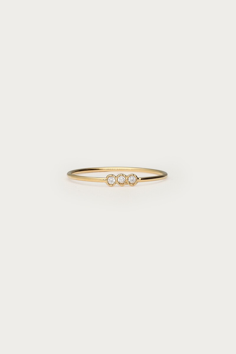 Minimalistische ring met drie strass stenen
