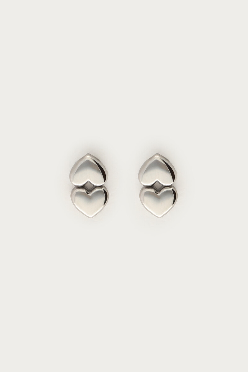Minimalist studs double heart