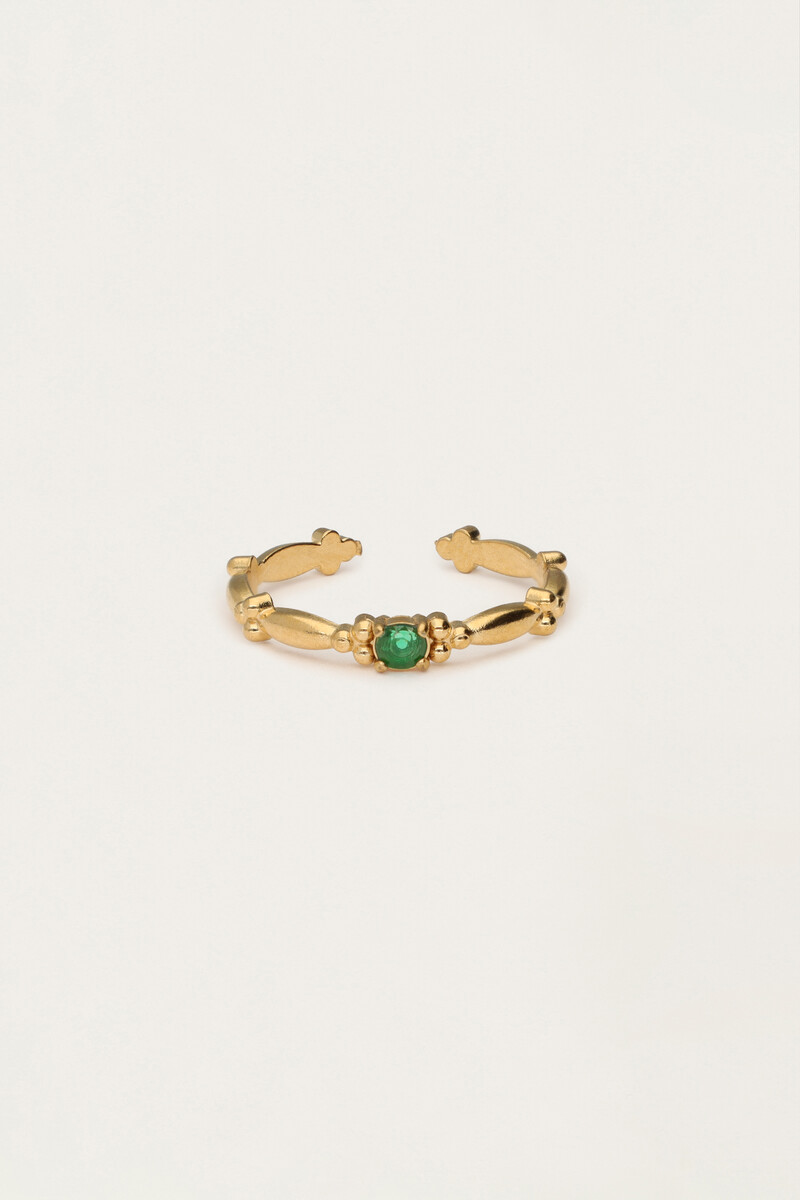 Minimalist vintage ring with green rhinestone | My Jewellery