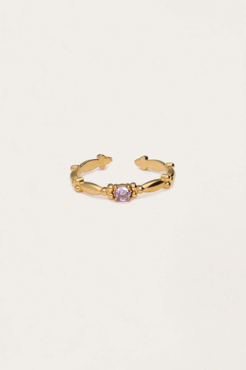 Minimalist vintage ring with lilac rhinestone | My Jewellery