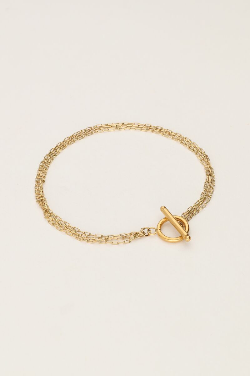 My jewellery Minimalistische armband met 4 kettinkjes en slotje