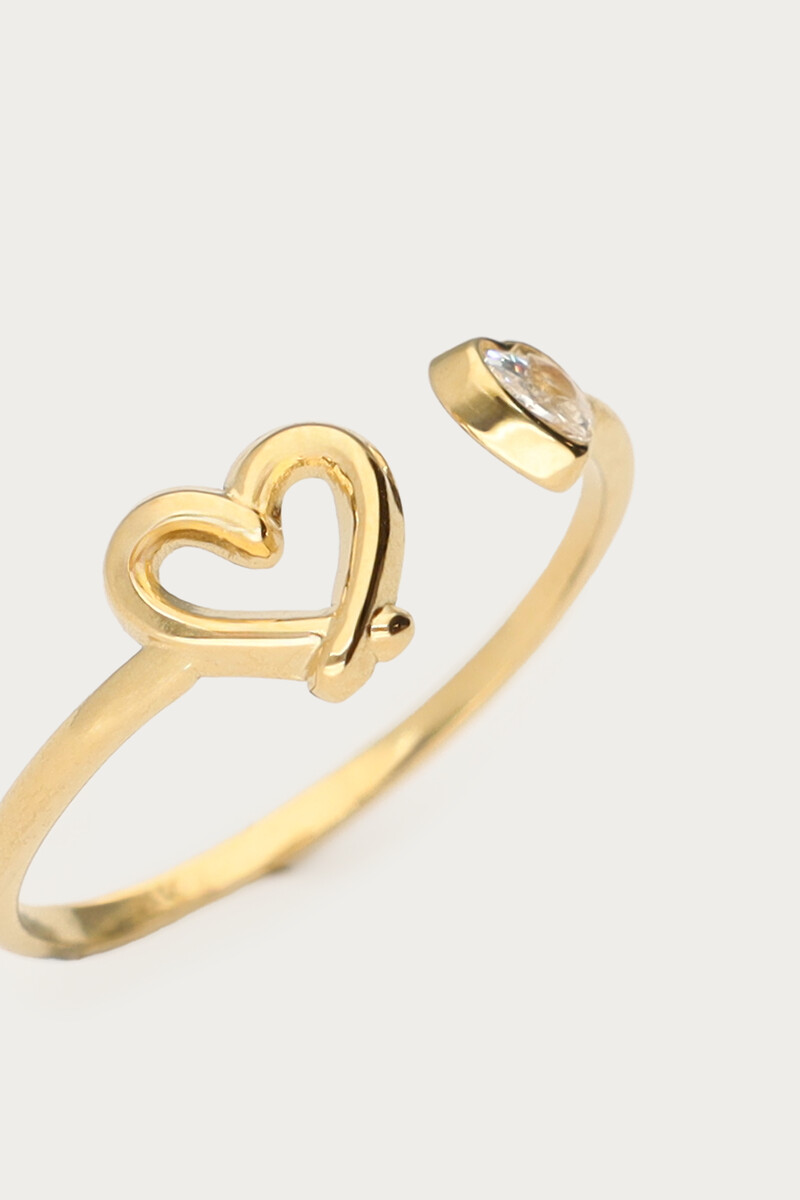 Minimalist ring with open heart and rhinestones | My Jewellery