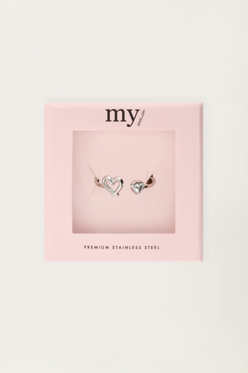 Minimalist ring with open heart and rhinestones | My Jewellery