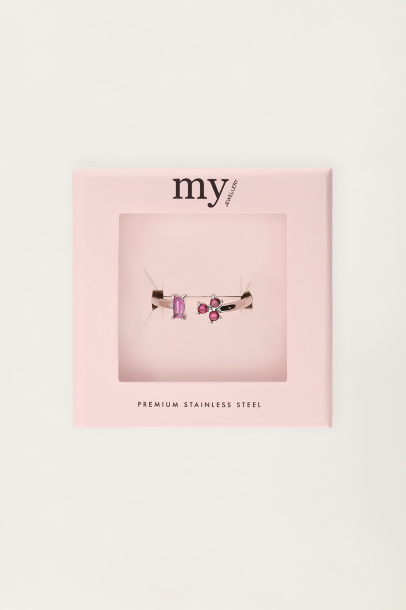 Minimalist ring with pink rhinestones | My Jewellery