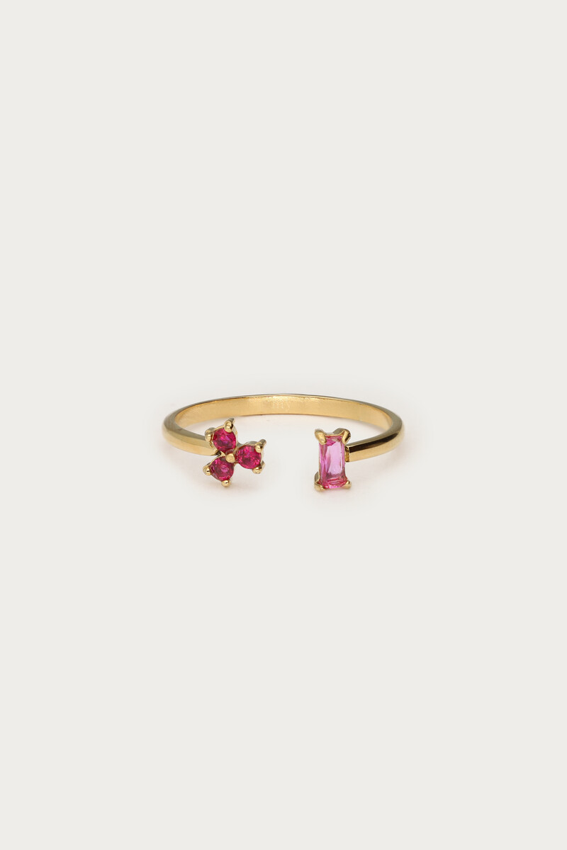 Minimalistische ring met roze strass