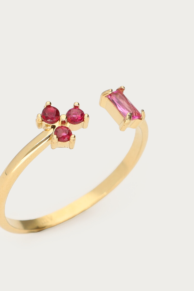 Minimalist ring with pink rhinestones | My Jewellery