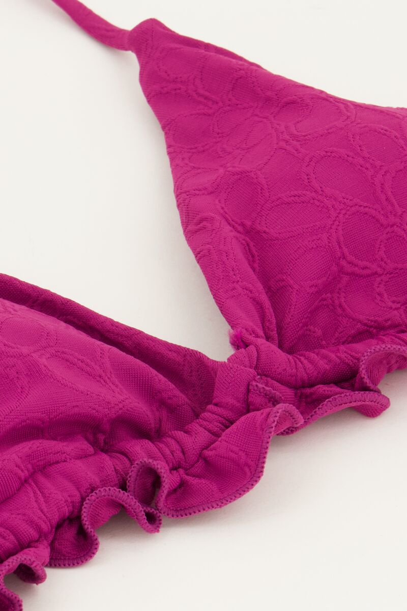 Purple triangle bikini top with ruffles and texture | My Jewellery