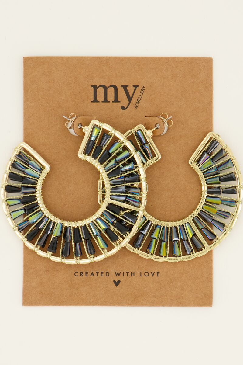 Groene statement oorhangers met kralen | My Jewellery