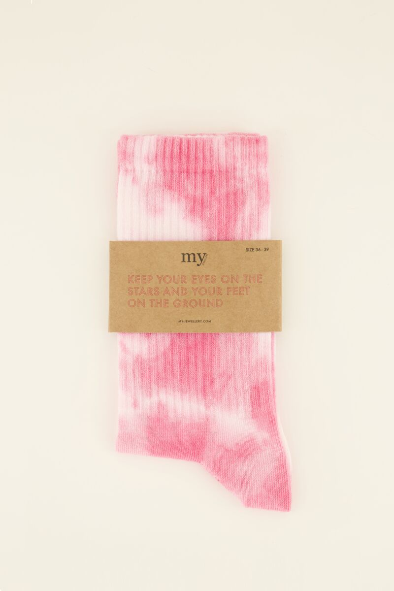 Roze sokken tie dye