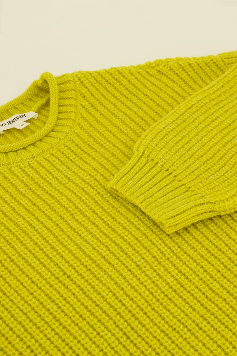 Limegroene oversized trui met opstaande kraag | My Jewellery