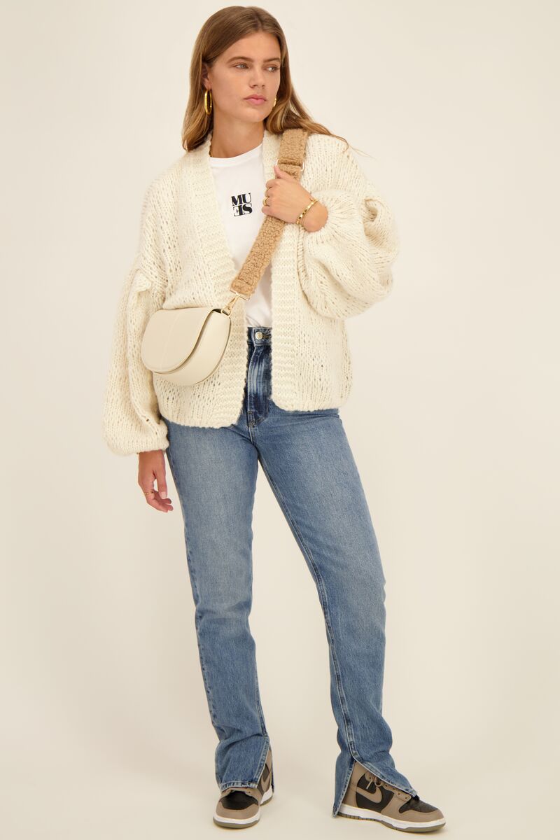 Beige chunky-knitted cardigan | My Jewellery