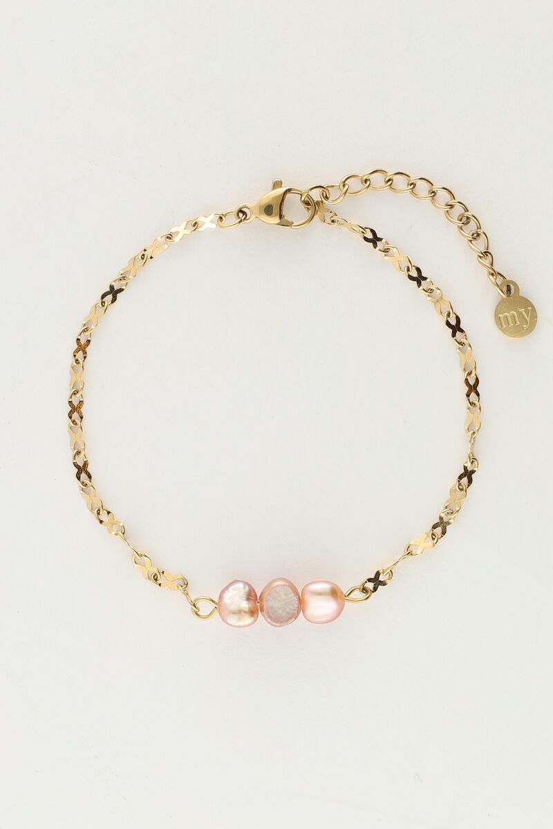 Armband mit drei lila Perlen 