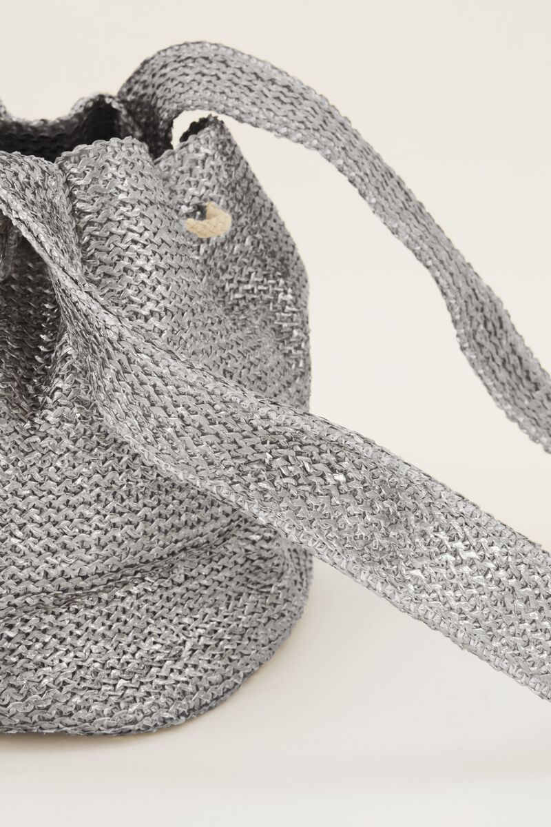 Silver round shoulder bag with tassles | My Jewellery