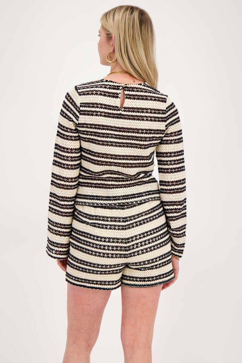 Zwart en beige short crochet