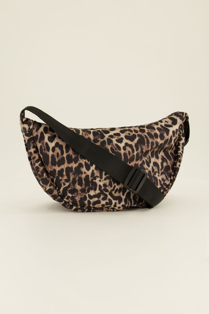 Bruine crossbody tas met luipaard print