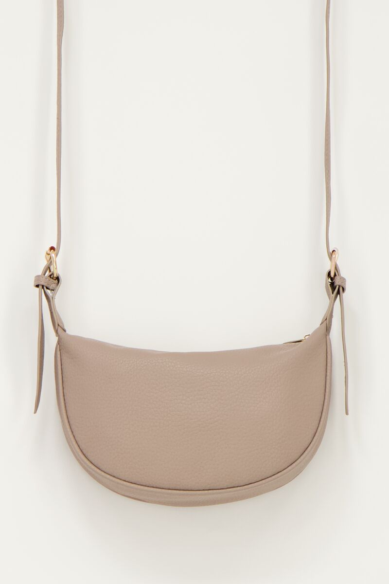 Taupe crossbody tas met gouden rits