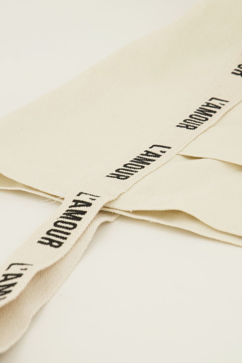 Beige tote bag linen l'amour | My Jewellery