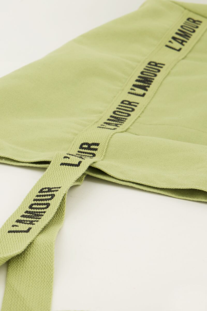 Mint green tote bag linen l'amour | My Jewellery