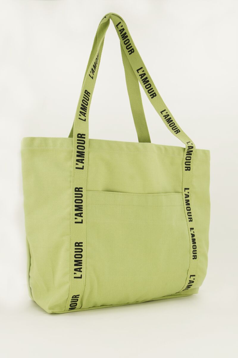 Mint green tote bag linen l'amour | My Jewellery