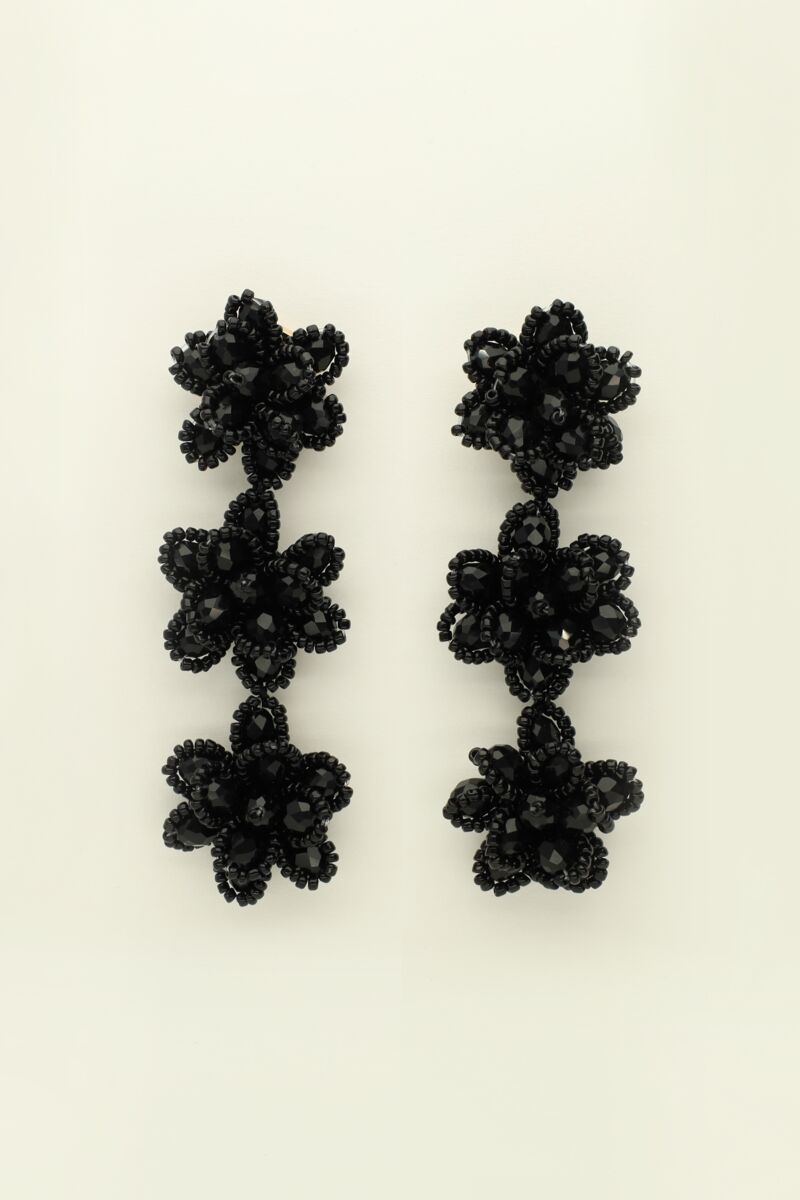 Schwarze Statement-Blumen-Ohrringe