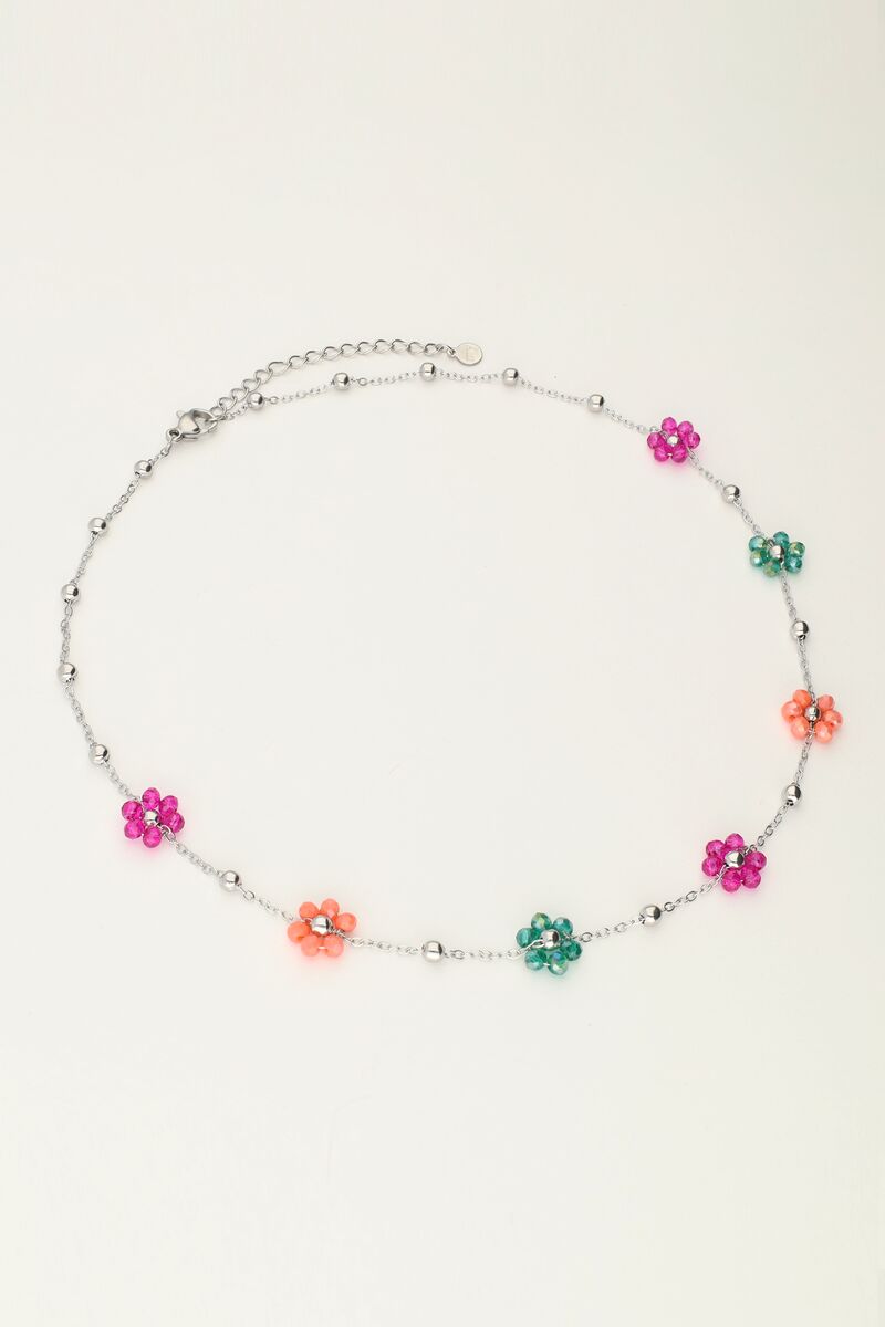 Halskette mit Tupfen und bunten Blumen