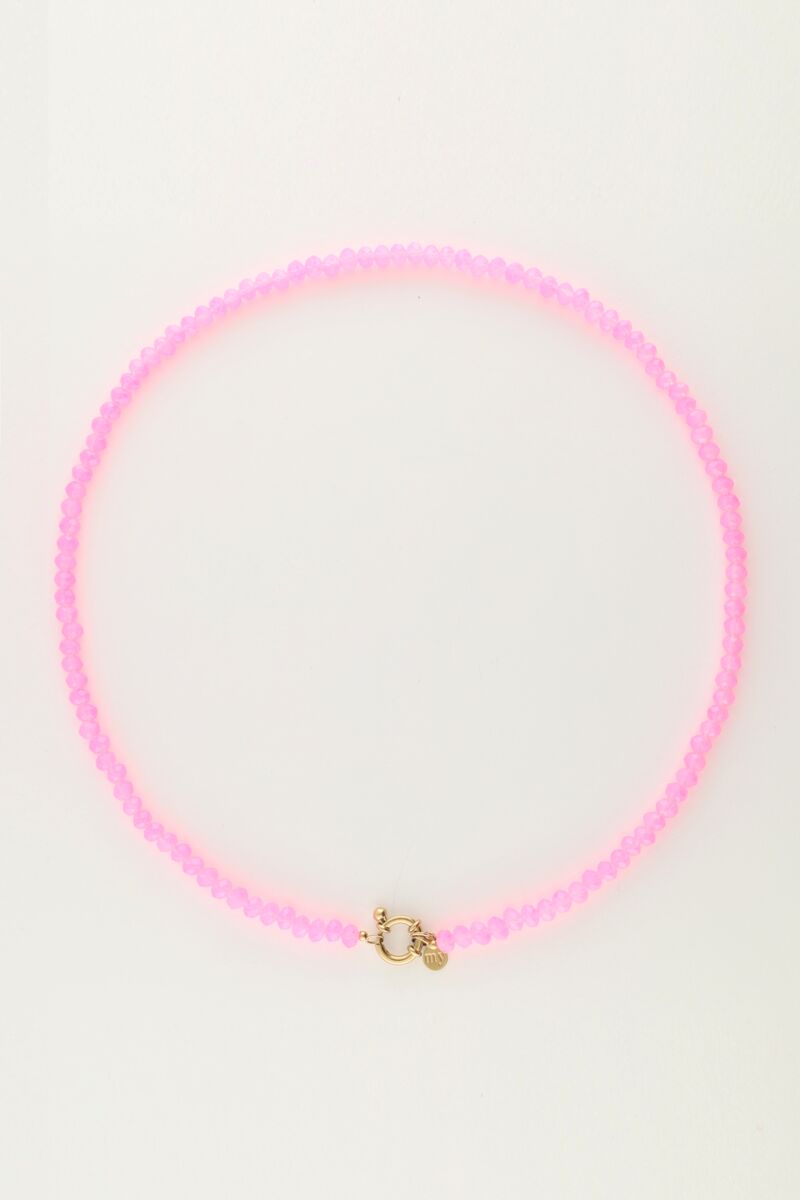 Roze kralenketting met slotje 
