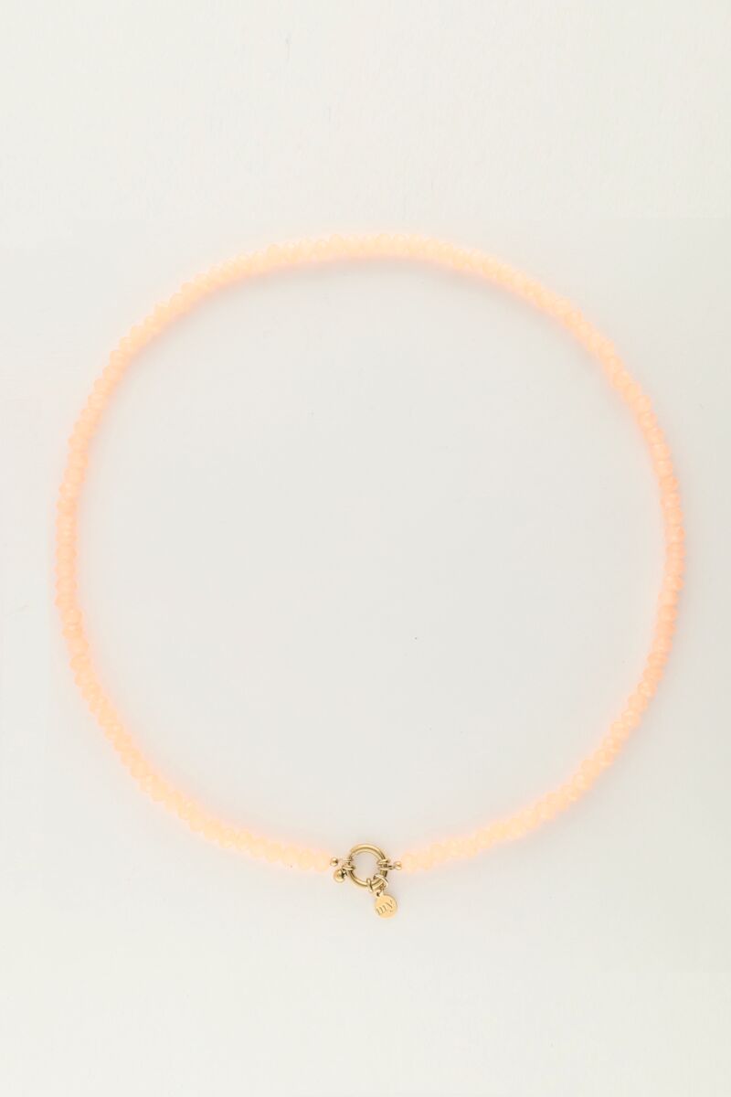 Oranje kralenketting met slotje
