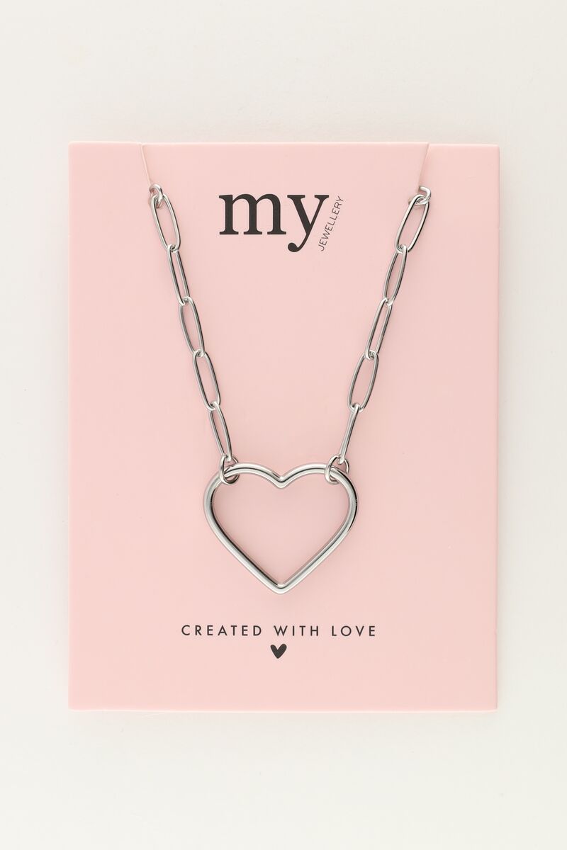 Chain necklace with large open heart pendant | My Jewellery