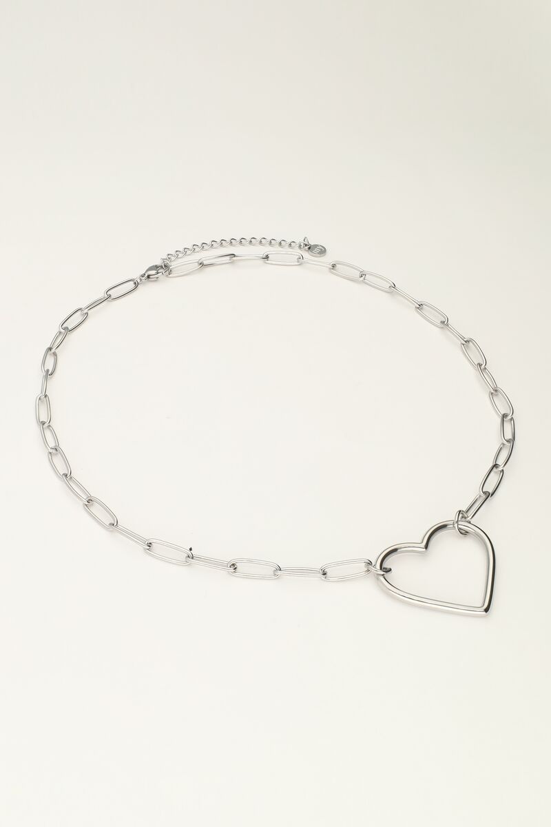 Chain necklace with large open heart pendant | My Jewellery