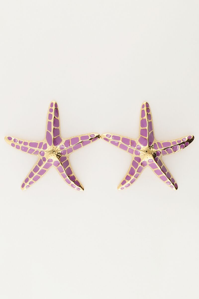 Sunrocks paarse statement zeester studs 