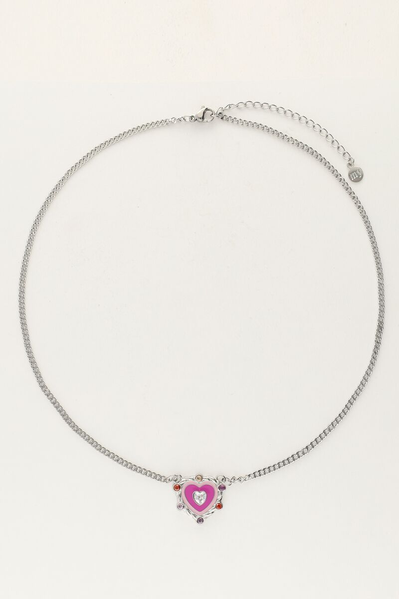 Necklace with purple heart charm and colourful stones | My Jewellery