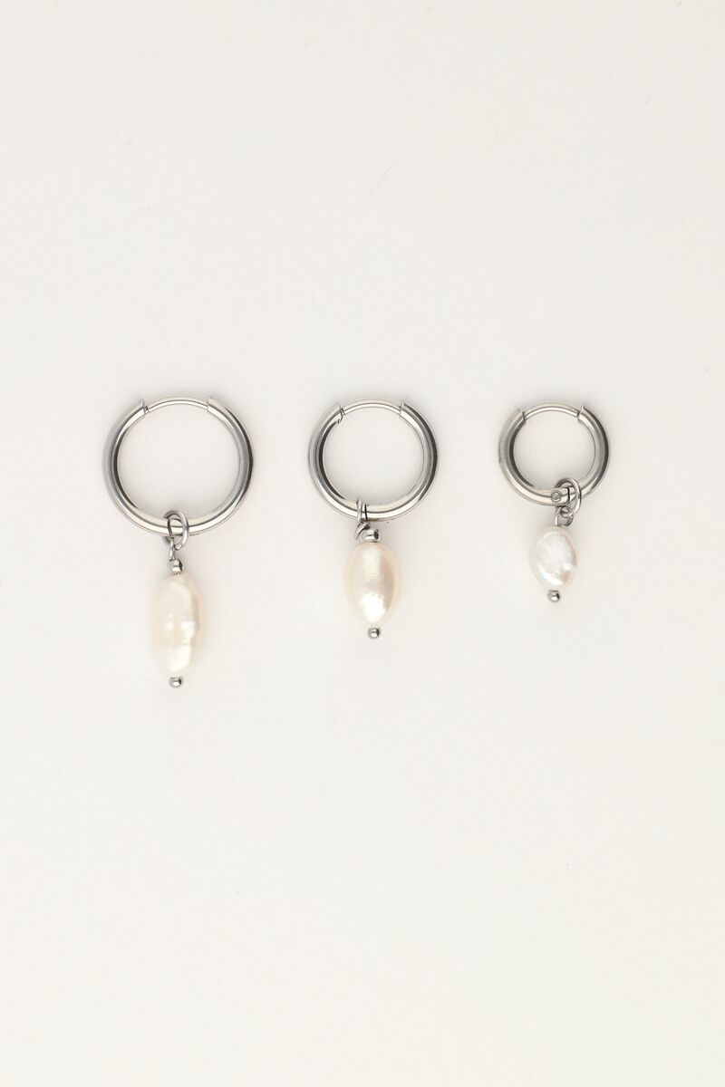 Set of three different pearl hoop earrings | My Jewellery