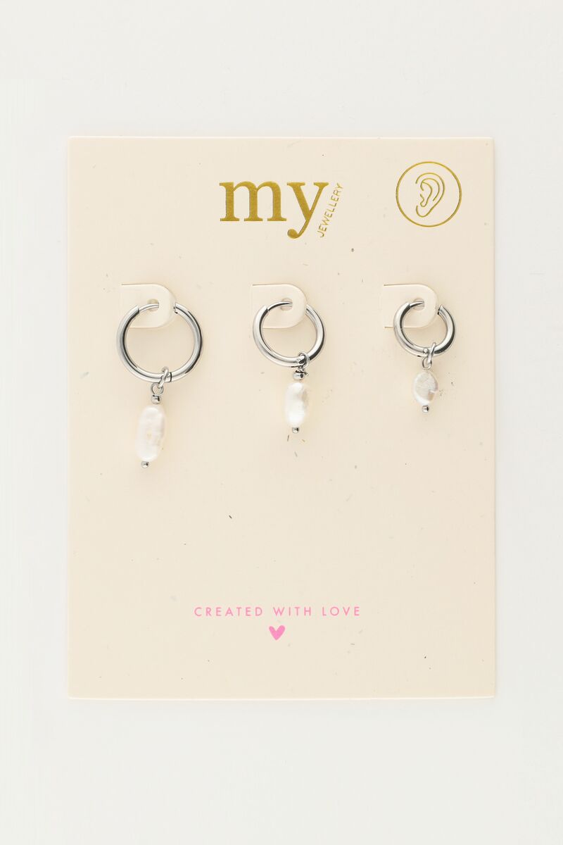 Set of three different pearl hoop earrings | My Jewellery