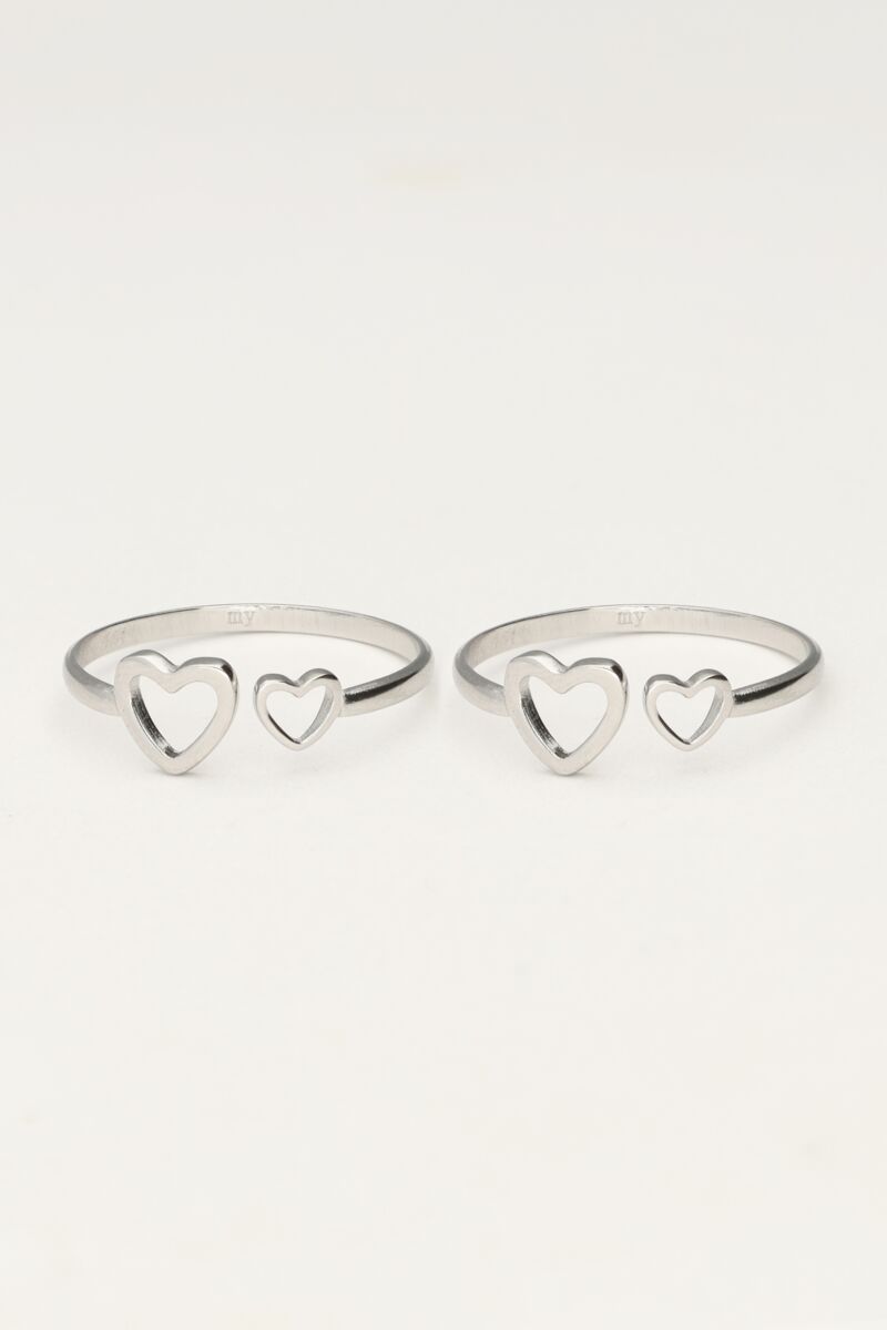 Moeder & dochter hartjes ringen set