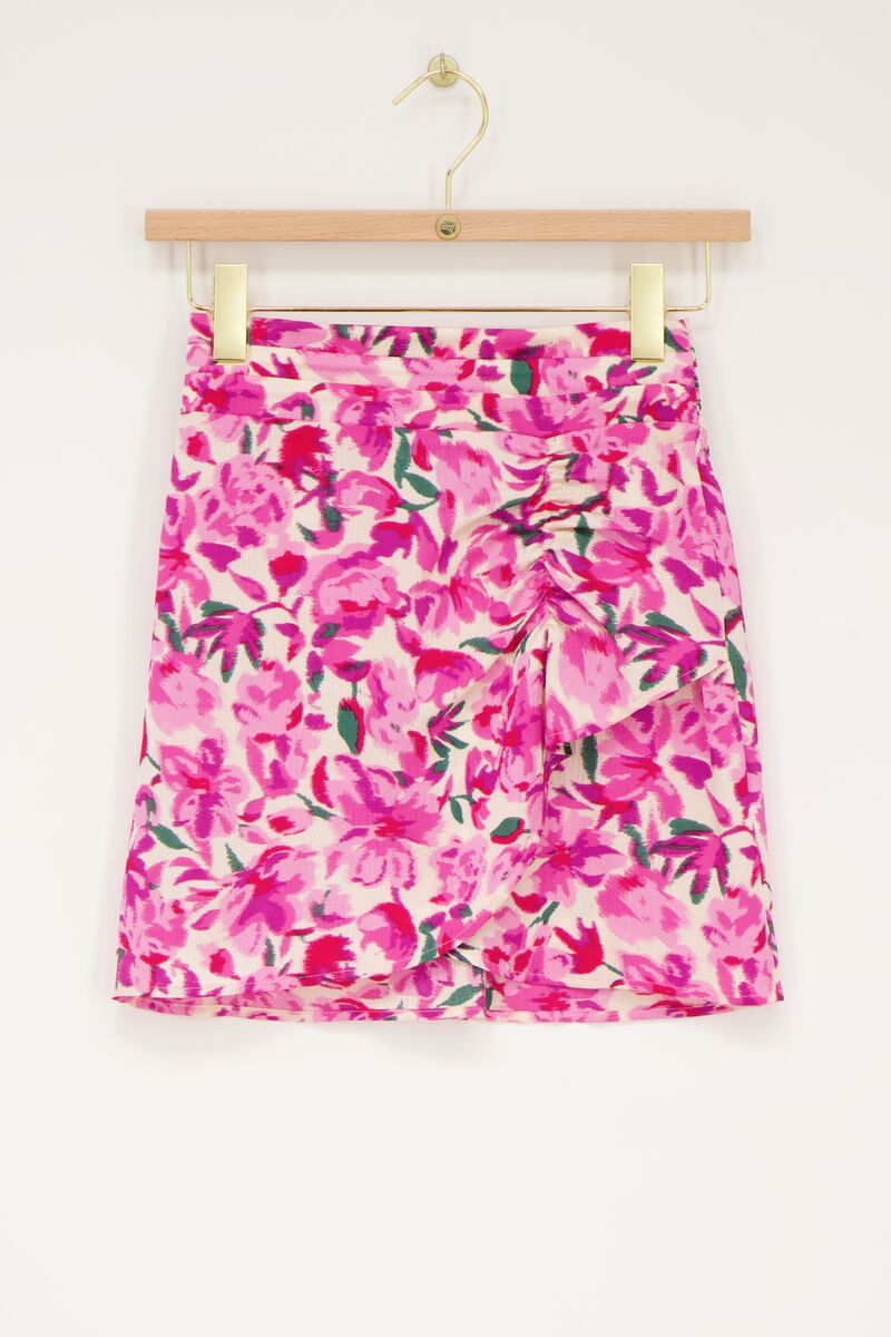 White skirt with pink floral print | My Jewellery