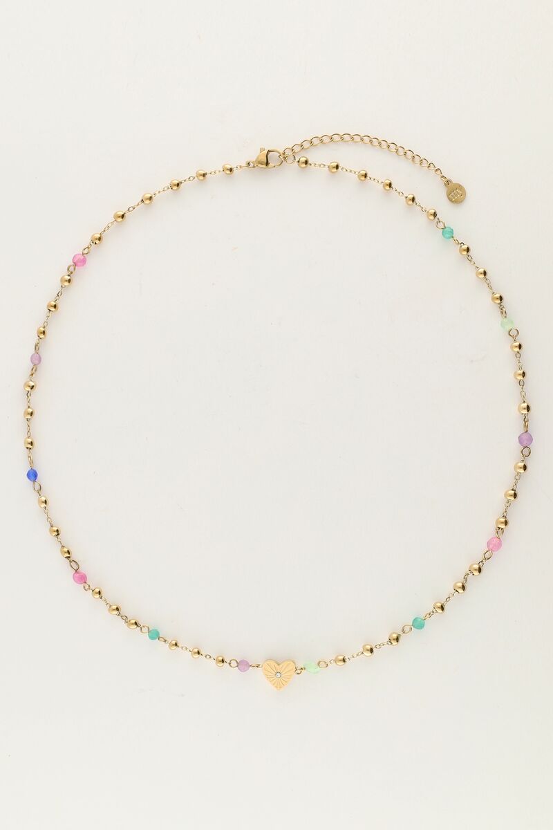 Necklace with heart and green beads | My Jewellery