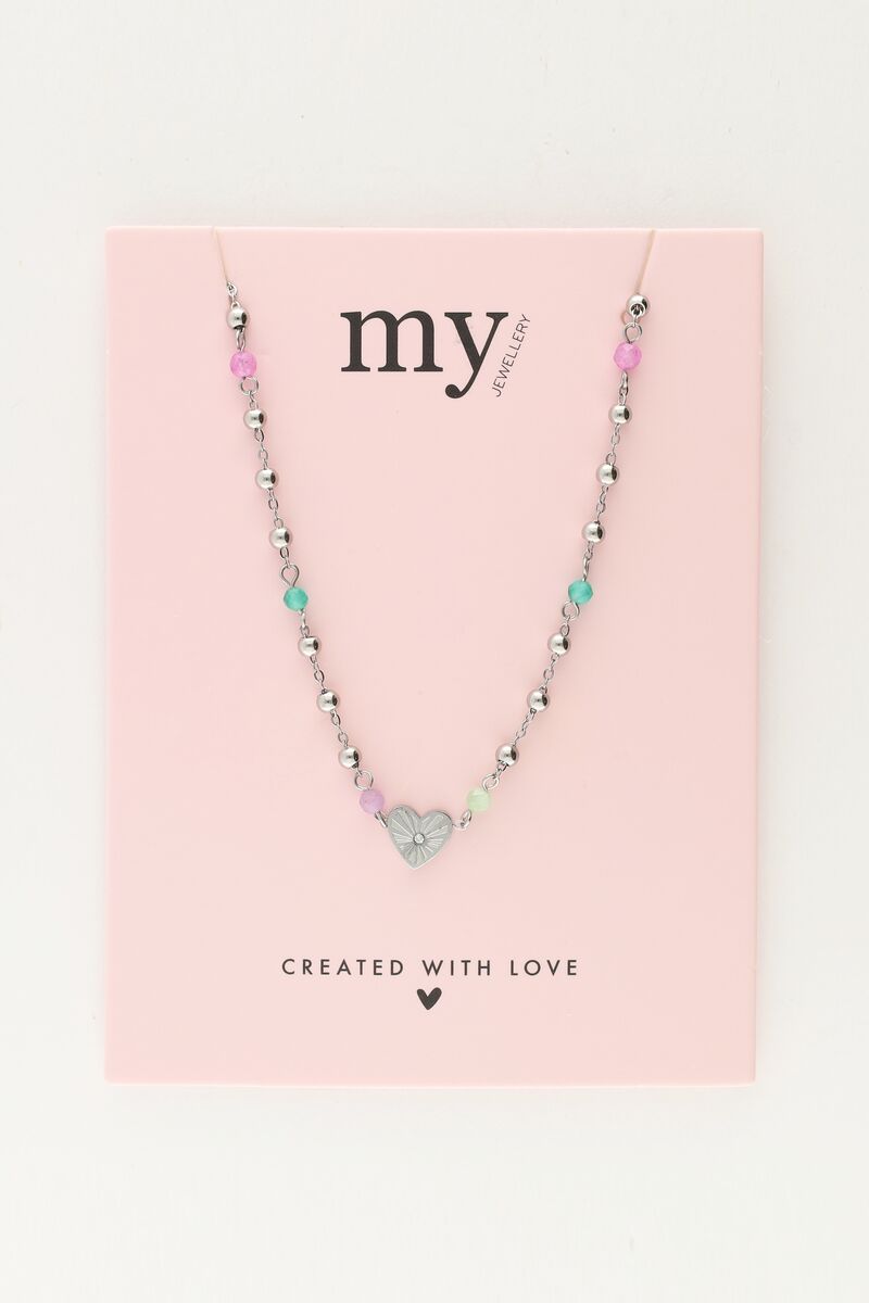 Necklace with heart and green beads | My Jewellery