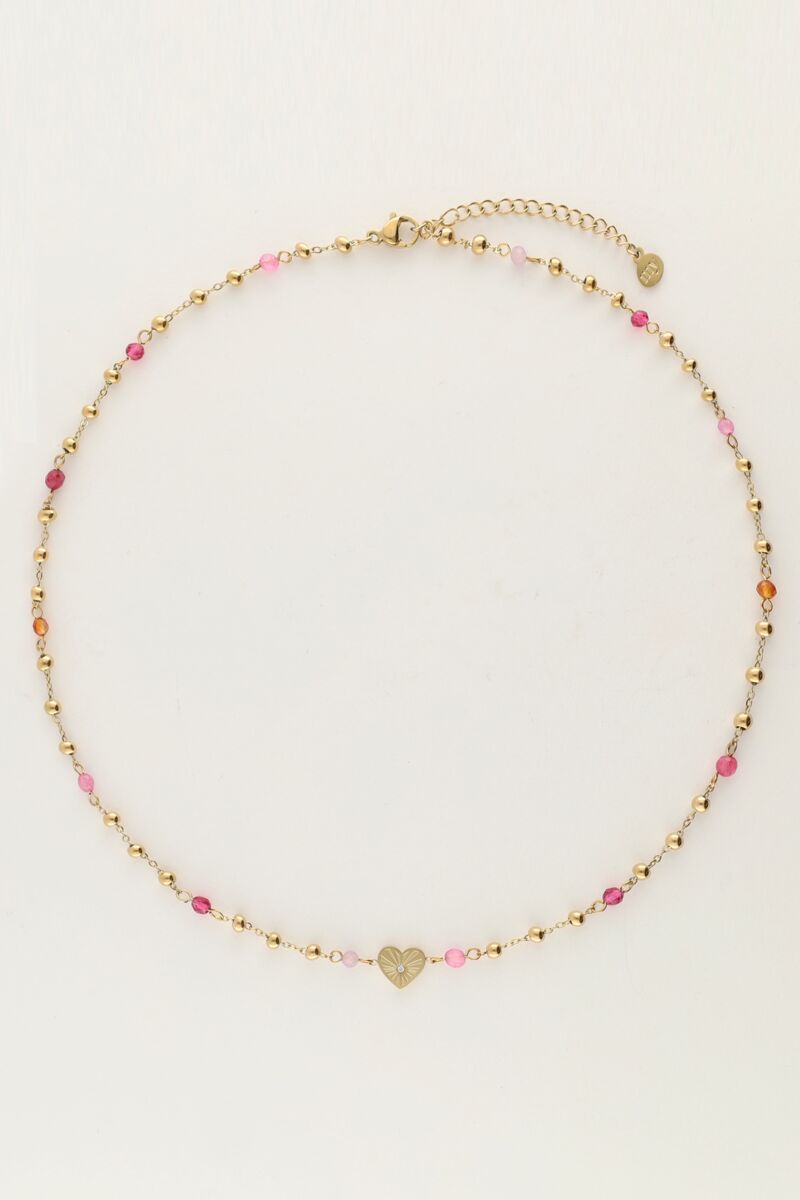 Necklace with heart and pink bead | My Jewellery