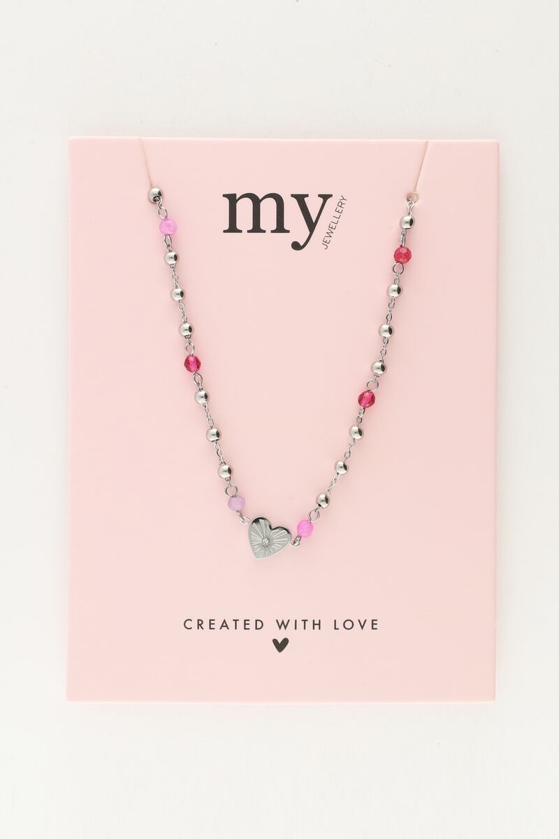 Necklace with heart and pink bead | My Jewellery
