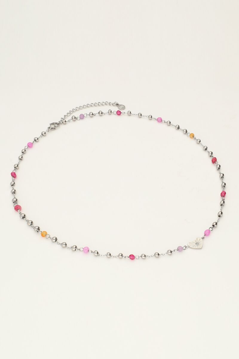 Necklace with heart and pink bead | My Jewellery
