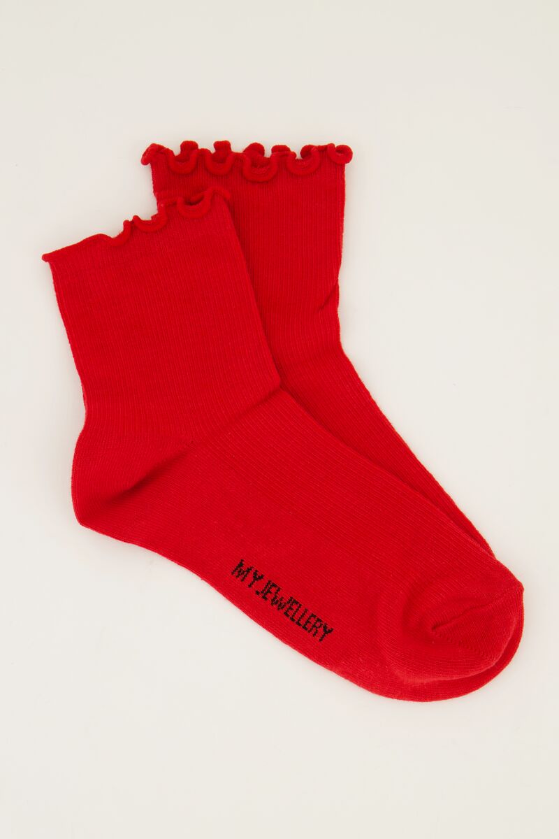 Red and gray socks set with ruffle | My Jewellery