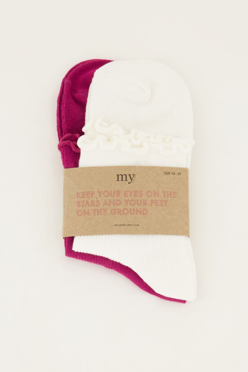 White and purple socks set with ruffle | My Jewellery