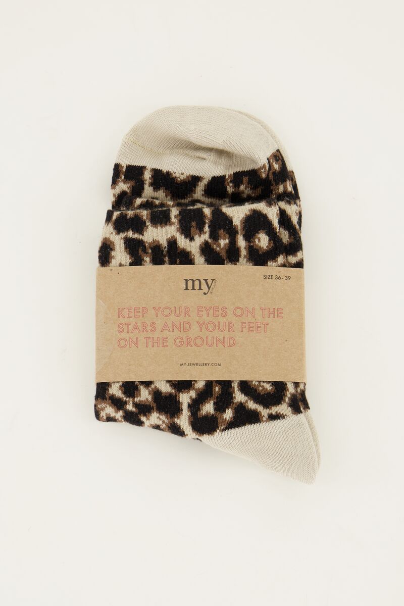 Beige socks with leopard print | My Jewellery
