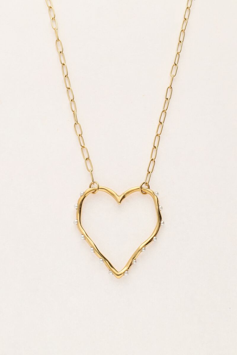 Link chain with open heart and pearls | My Jewellery