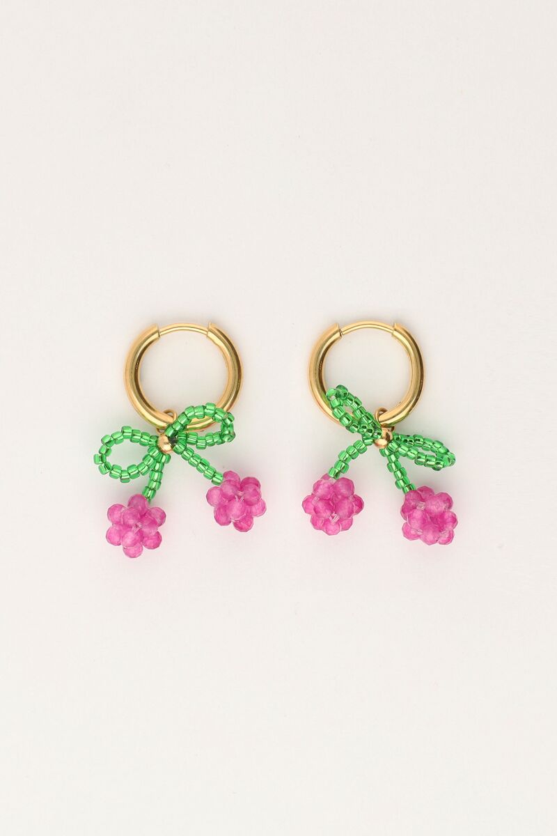 Earrings with beads cherry