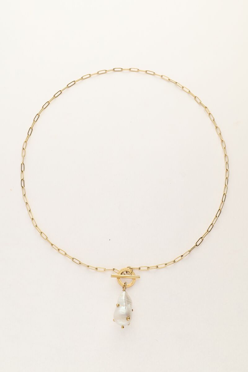 Link chain with pearl with studs | My Jewellery