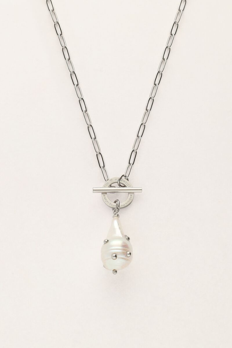 Gliederkette mit Süßwasserperle & Nieten 